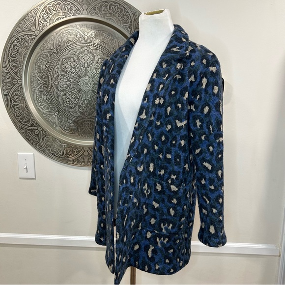 Villagallo blue heavy outer cardigan with pockets - Size 42 / US 8 / M - Picture 9 of 14